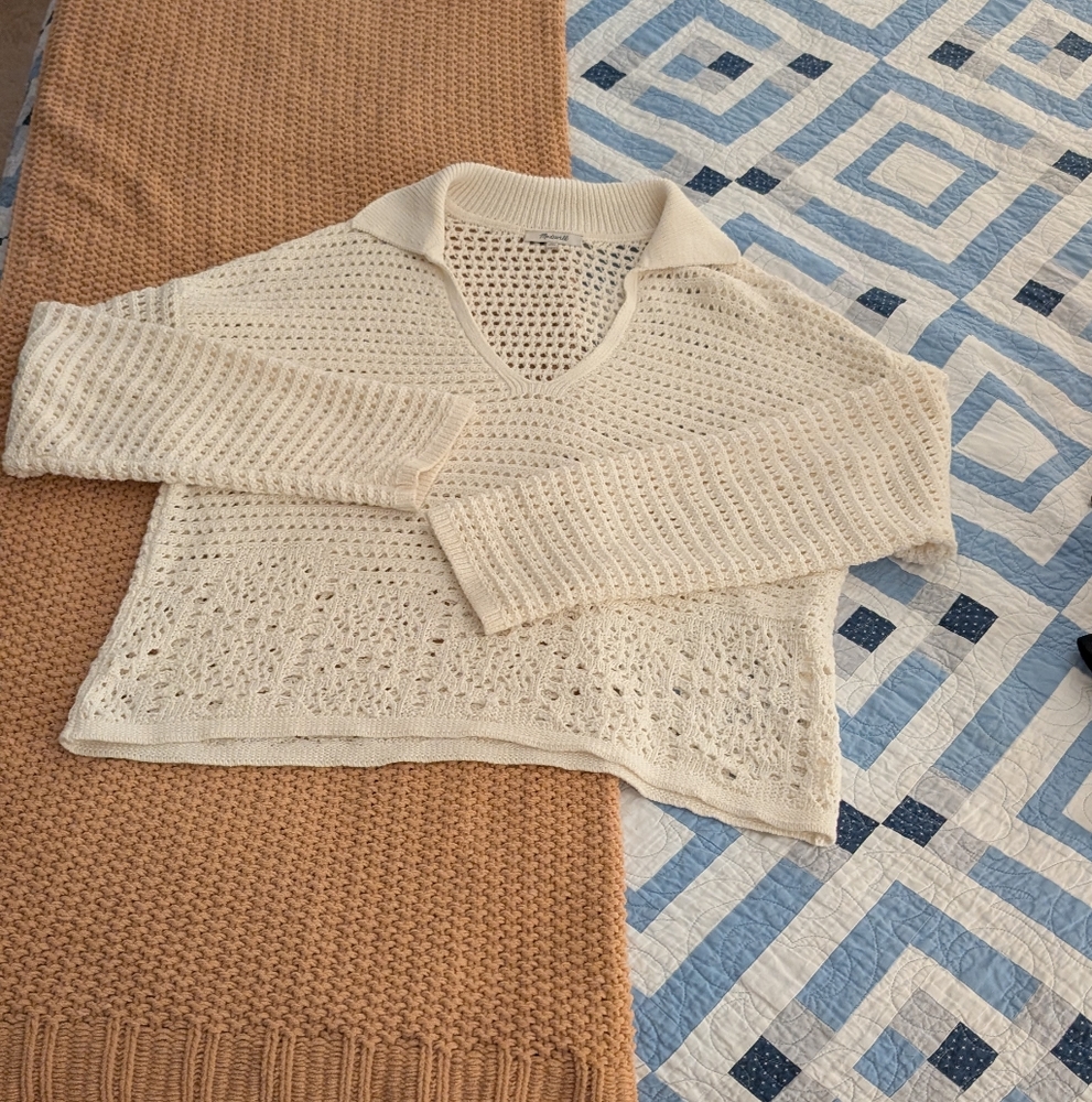 Madewell Crocheted Collared Sweater